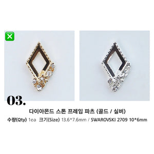 MAKE.N Bundle Crystal Bouquet Frame including Swarovski Stones - 2pcs (08-3 Silver)