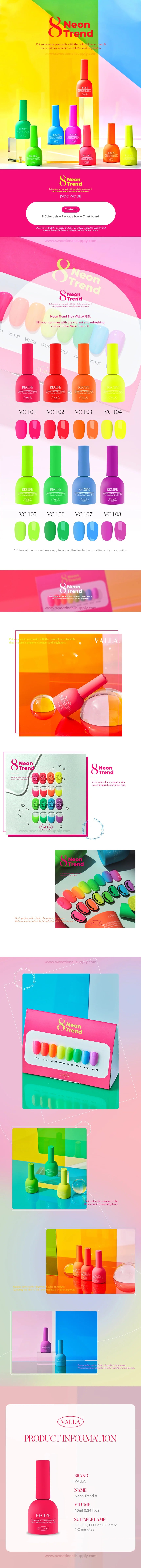 VALLA Neon Trend collection - 8pcs